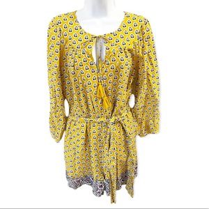 J Crew Point Sur Style L6200 Paisley Print Bohemian Style Belted Romper Size 4